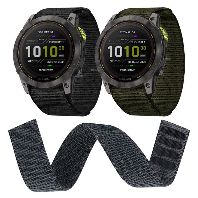 Pasek do Garmin, 26mm, Nylonowy, Czarny, Black, FixPremium