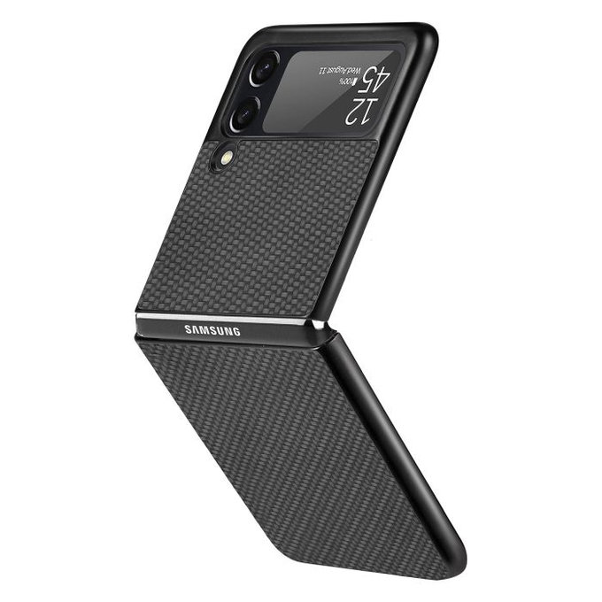 Etui do Samsung Z Flip 4, Carbon, Czarny, Black, FixPremium
