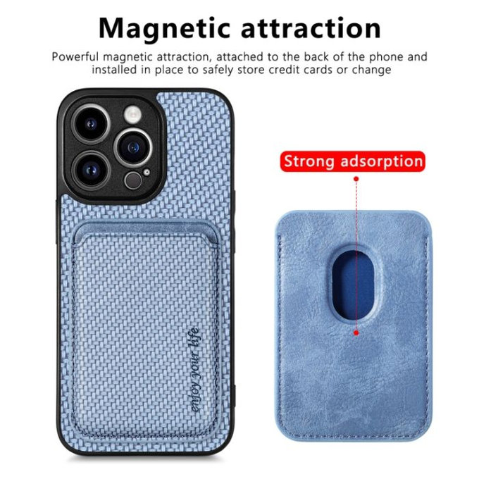 Etui do iPhone 13, 14, Carbon z MagSafe Wallet, Niebieski, Blue, FixPremium