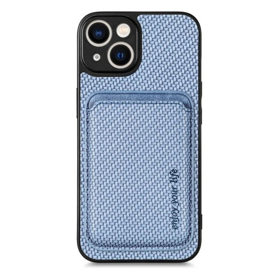Etui do iPhone 13, 14, Carbon z MagSafe Wallet, Niebieski, Blue, FixPremium