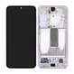 Wyświetlacz do Samsung S23 S911B, Ekran dotykowy z ramką, Lawendowy, Lavender, GH82-30481D, GH82-30480D, Genuine Service Pack