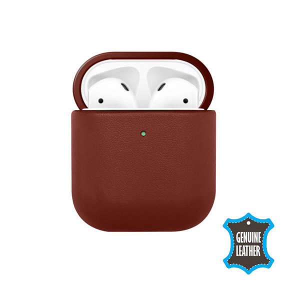 Etui do AirPods 1, 2, Skórzane, Brązowy, Brown, FixPremium