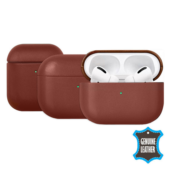Etui do AirPods 1, 2, Skórzane, Brązowy, Brown, FixPremium