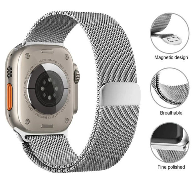 Pasek Milanese Loop do Watch (38, 40, 41mm) | srebrny | silver | FixPremium
