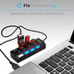 Hub USB z przelacznikiem zasilania dla 7 USB, czarny, black, FixPremium