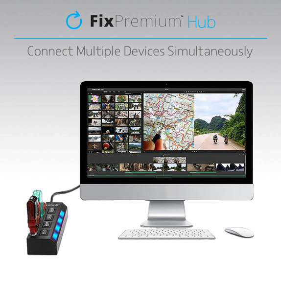 Hub USB z przelacznikiem zasilania dla 7 USB, czarny, black, FixPremium