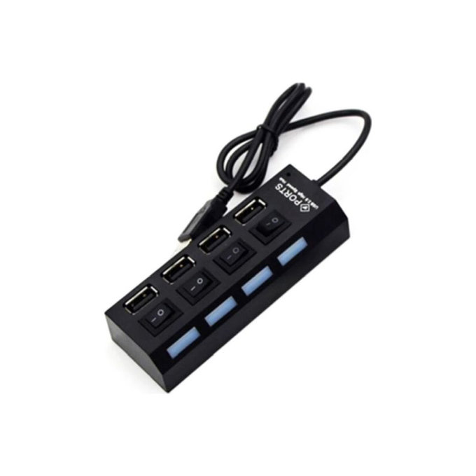 Hub USB z przelacznikiem zasilania dla 4 USB, czarny, black, FixPremium
