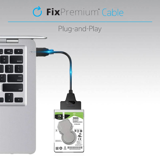 Kabel USB / SATA 2.5", czarny, black, FixPremium
