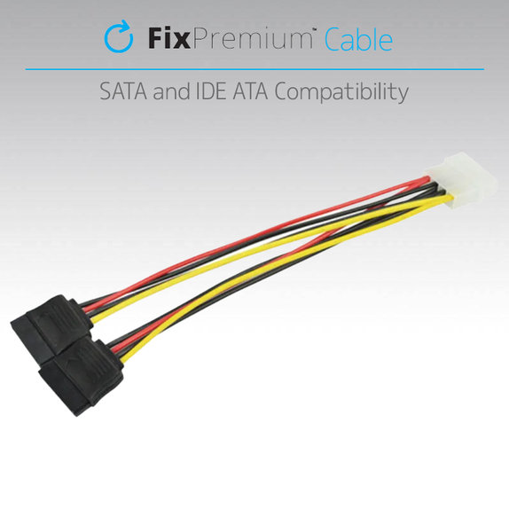 Kabel zasilający - IDE ATA, Podwójne złącza SATA, Kompatybilny z HDD i SSD, FixPremium