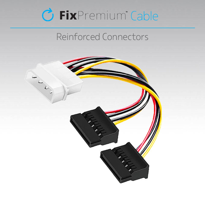 Kabel zasilający - IDE ATA, Podwójne złącza SATA, Kompatybilny z HDD i SSD, FixPremium