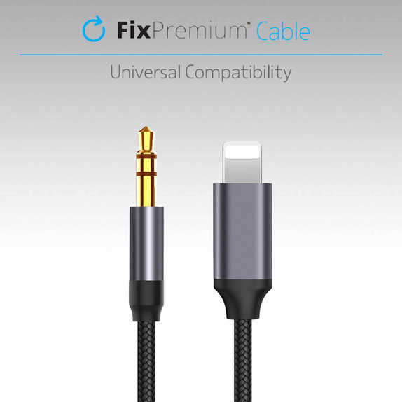 Kabel Lightning-Jack 3,5mm, 1m, Czarny, Black, FixPremium