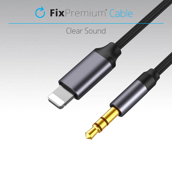 Kabel Lightning-Jack 3,5mm, 1m, Czarny, Black, FixPremium