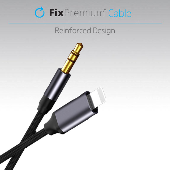 Kabel Lightning-Jack 3,5mm, 1m, Czarny, Black, FixPremium