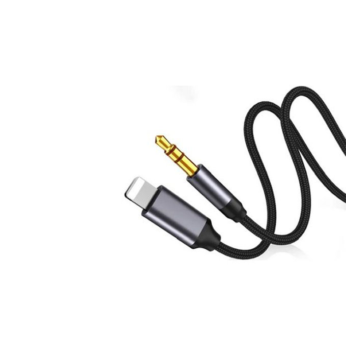 Kabel Lightning-Jack 3,5mm, 1m, Czarny, Black, FixPremium
