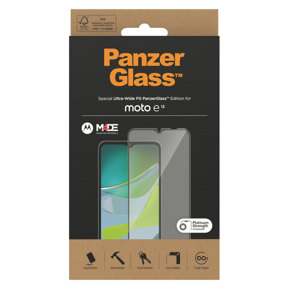 Szkło hartowane UWF do Motorola Moto E13, Czarne, PanzerGlass