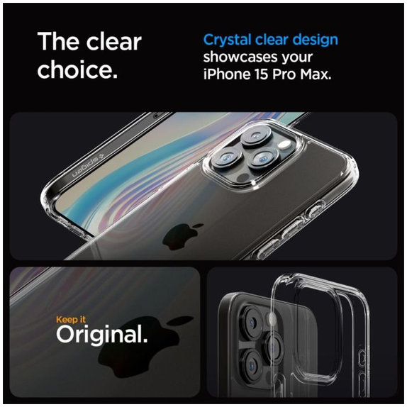 Etui do iPhone 15 Pro Max, Ultra Hybrid, Crystal Clear, Spigen