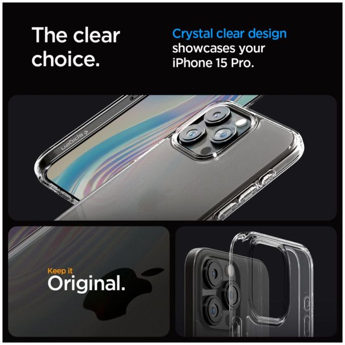 Etui do iPhone 15 Pro, Ultra Hybrid, Frost Clear, Spigen