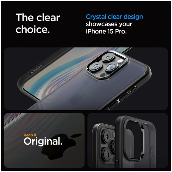 Etui do iPhone 15 Pro, Ultra Hybrid, Frost Black, Spigen