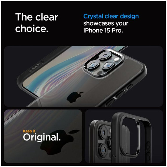 Etui do iPhone 15 Pro, Ultra Hybrid, Matte Black, Spigen