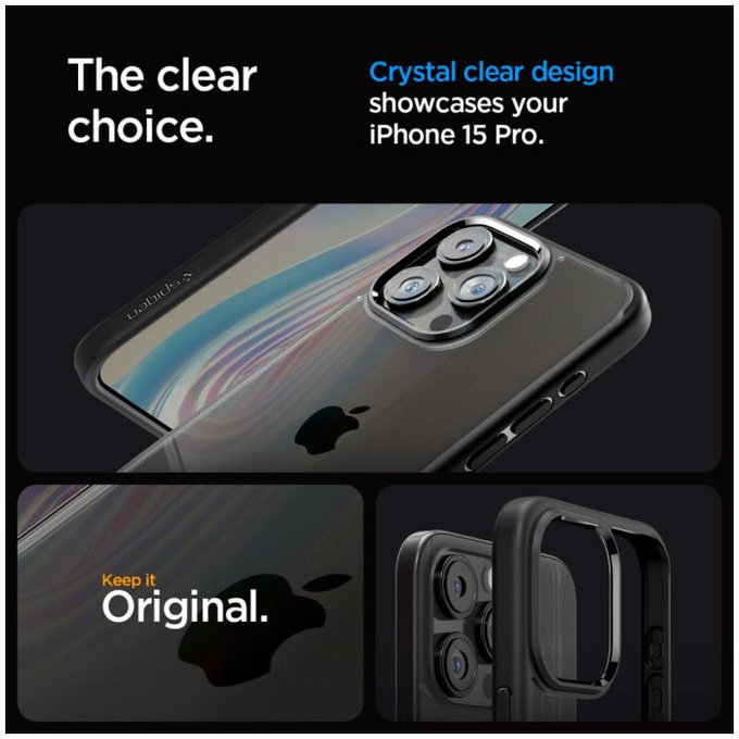 Etui do iPhone 15 Pro, Ultra Hybrid, Matte Black, Spigen