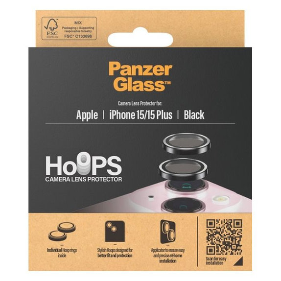 Ochraniacz soczewki tylnego aparatu do iPhone 15, 15 Plus, Hoops, Przezroczysty, Transparent, PanzerGlass