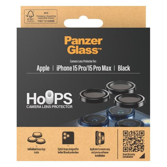Ochraniacz soczewki tylnego aparatu do iPhone 15 Pro, 15 Pro Max, Hoops, Przezroczysty, Transparent, PanzerGlass