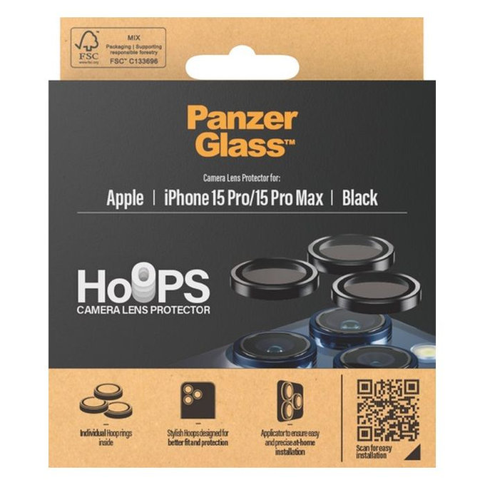 Ochraniacz soczewki tylnego aparatu do iPhone 15 Pro, 15 Pro Max, Hoops, Przezroczysty, Transparent, PanzerGlass