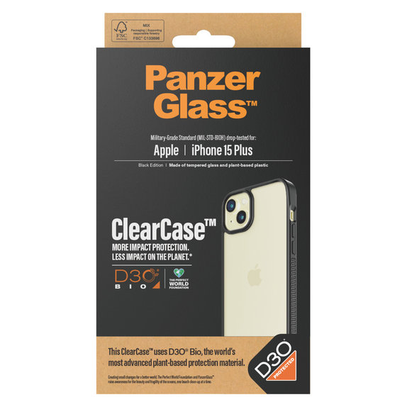 Etui ClearCase D3O do iPhone 15 Plus, Czarne, PanzerGlass