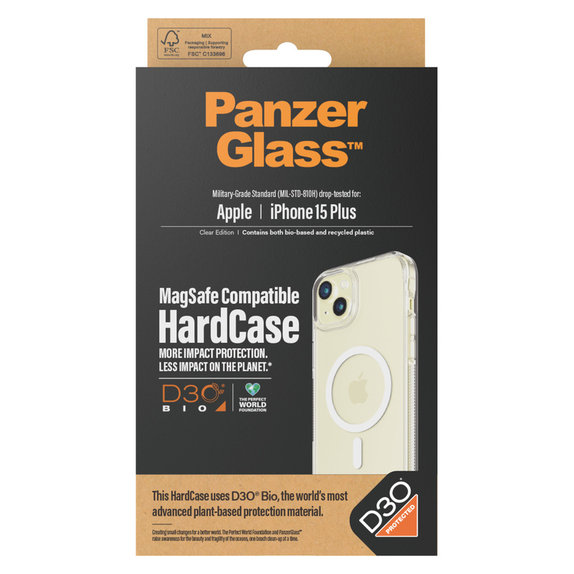 Etui HardCase D3O z MagSAFE by PanzerGlass do iPhone 15 Plus, Przezroczyste, PanzerGlass