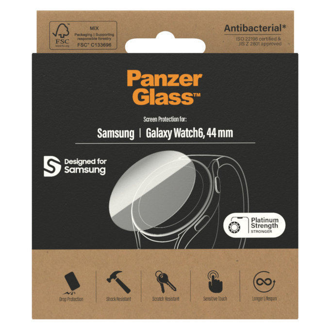 Szkło hartowane Flat Glass AB do Samsung Galaxy Watch6 44 mm, Przezroczyste, PanzerGlass