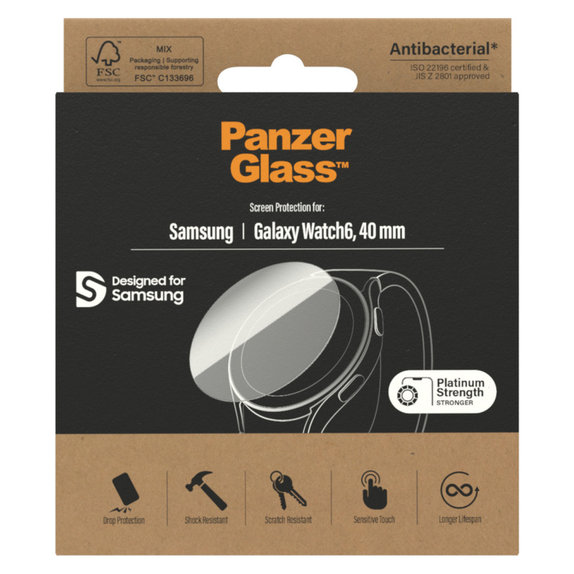 Szkło hartowane Flat Glass AB do Samsung Galaxy Watch6 40 mm, Przezroczyste, PanzerGlass