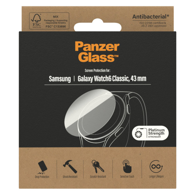 Szkło hartowane Flat Glass AB do Samsung Galaxy Watch6 43 mm, Przezroczyste, PanzerGlass