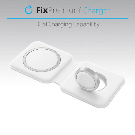 MagSafe Duo do iPhone i Apple Watch, Szybkie ładowanie bezprzewodowe, Biały, White, FixPremium