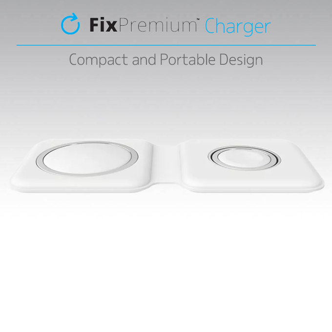 MagSafe Duo do iPhone i Apple Watch, Szybkie ładowanie bezprzewodowe, Biały, White, FixPremium