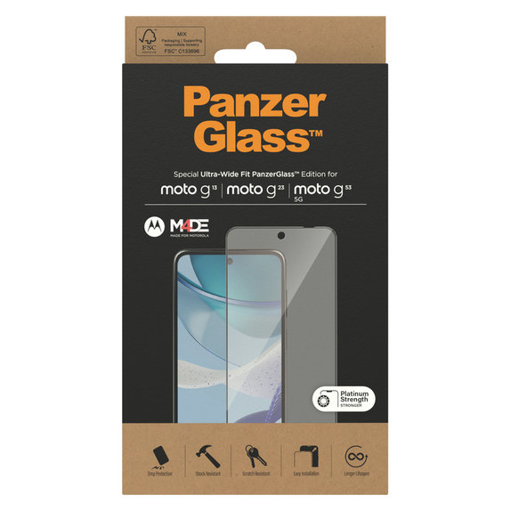 Szkło hartowane UWF do Motorola Moto G13/G23/G53 5G, Czarne, PanzerGlass