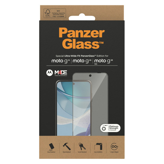 Szkło hartowane UWF do Motorola Moto G13/G23/G53 5G, Czarne, PanzerGlass