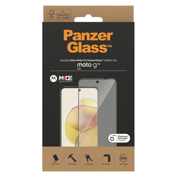 Szkło hartowane UWF do Motorola Moto G73 5G, Czarne, PanzerGlass