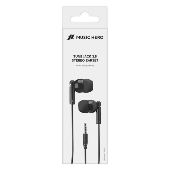 Słuchawki Stereo Tune, Jack 3.5mm, czarny, black, Music Hero