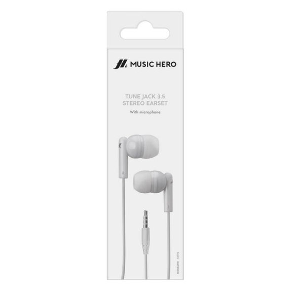 Słuchawki Stereo Tune, Jack 3.5mm, biały, white, Music Hero