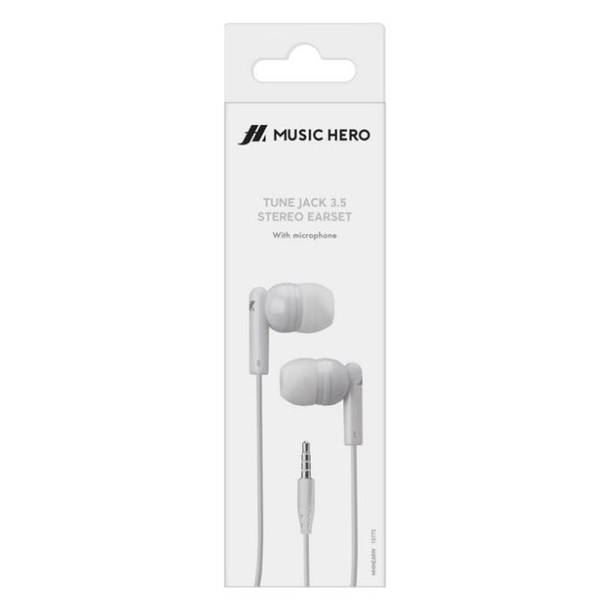 Słuchawki Stereo Tune, Jack 3.5mm, biały, white, Music Hero