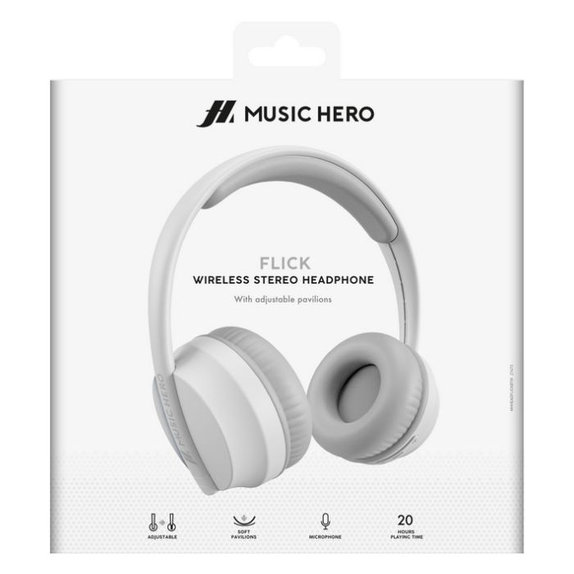 Słuchawki Stereo bezprzewodowe Skidup z mikrofonem, biały, white, Music Hero