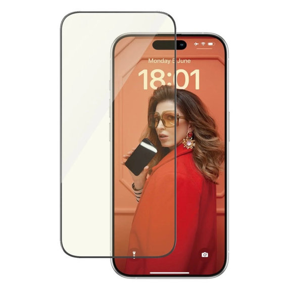 Szkło hartowane UWF Eyecare z aplikatorem do iPhone 15 Pro, Czarne, PanzerGlass