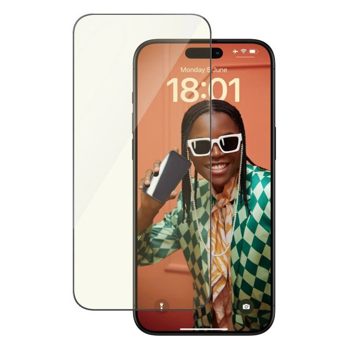 Szkło hartowane UWF Eyecare z aplikatorem do iPhone 15 Pro Max, Czarne, PanzerGlass