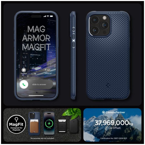 Etui z MagSafe do iPhone 15 Pro Max, Mag Armor, Navy Blue, Spigen