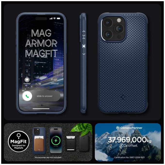 Etui z MagSafe do iPhone 15 Pro Max, Mag Armor, Navy Blue, Spigen