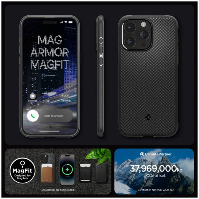Etui z MagSafe do iPhone 15 Pro, Mag Armor, Matte Black, Spigen