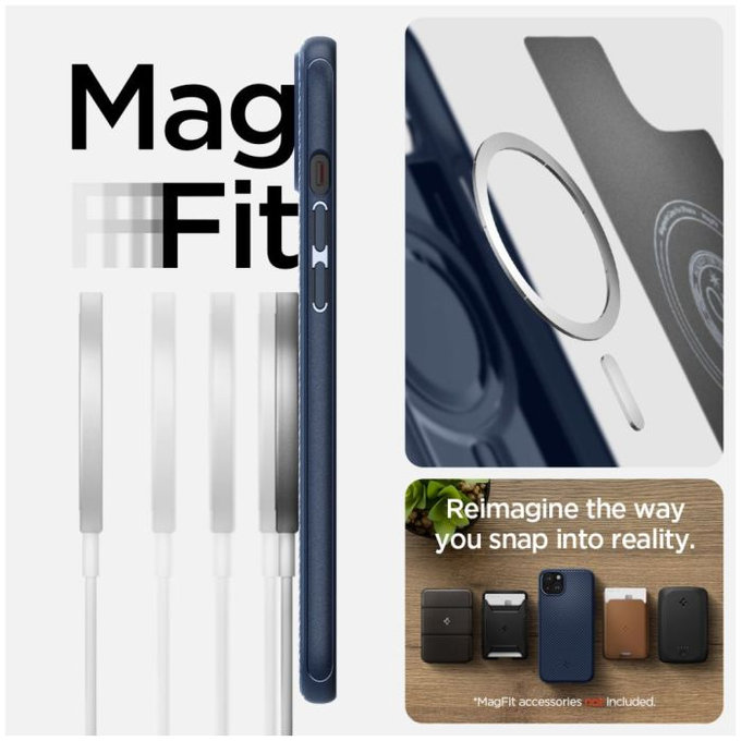 Etui z MagSafe do iPhone 15, Mag Armor, Navy Blue, Spigen