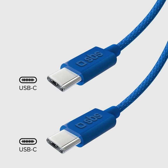 Kabel USB-C/USB-C, 60W, PD, 1.5m, Niebieski, Blue, SBS