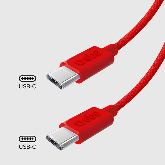 Kabel USB-C/USB-C, 60W, PD, 1.5m, Czerwony, Red, SBS