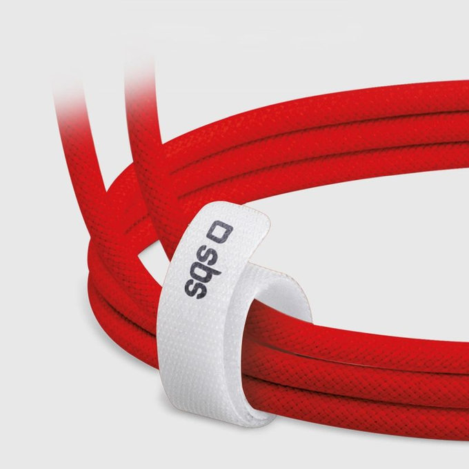 Kabel USB-C/USB-C, 60W, PD, 1.5m, Czerwony, Red, SBS